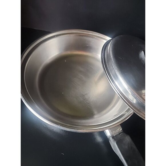 Vtg Flint Ware 8" Skillet Frying Pan w/Lid Stainless Steel Radiant Core USA 5530 - Picture 2 of 7